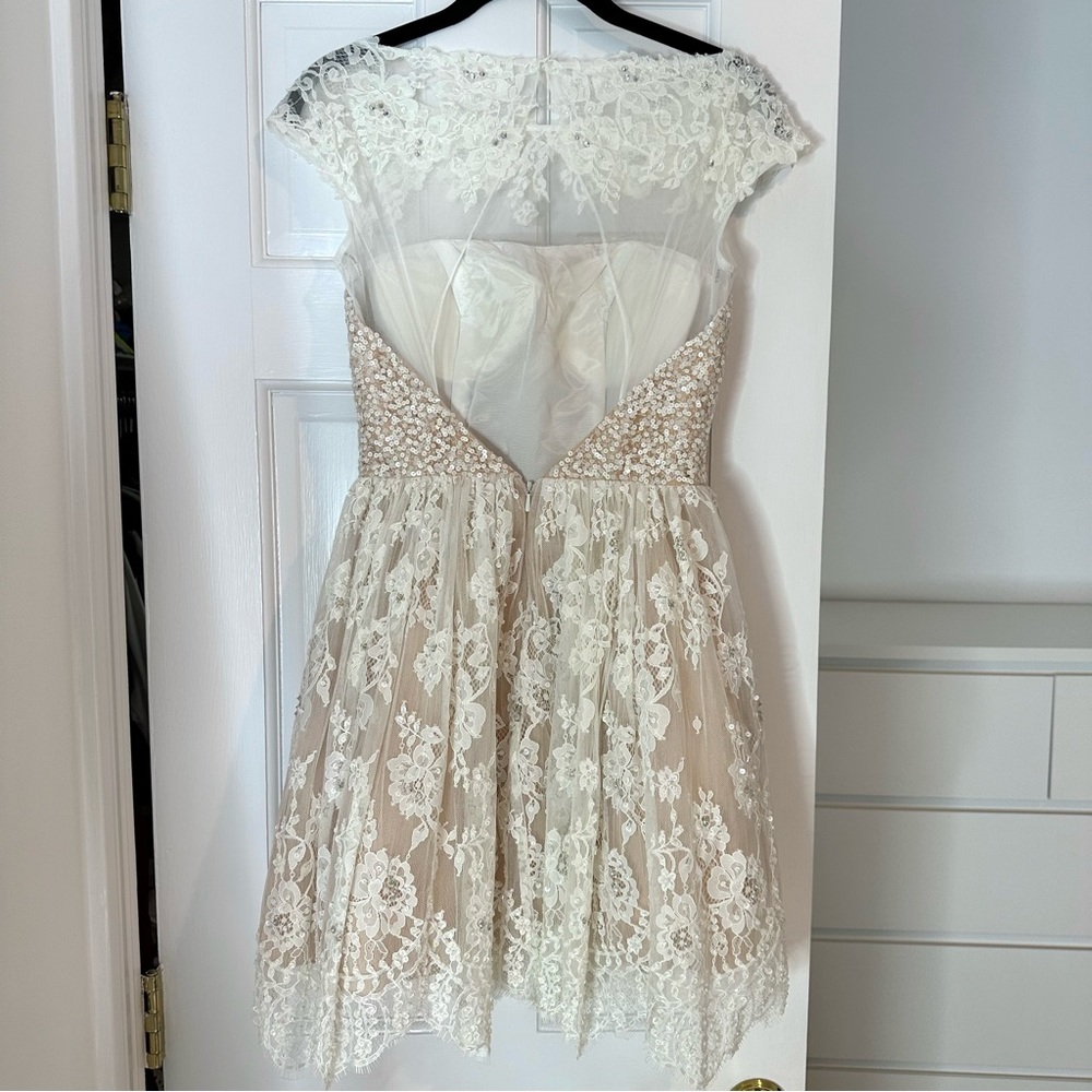 Sherri Hill Ivory mini sequin lace cocktail dress size 2 dress style #2957 - Picture 8 of 10